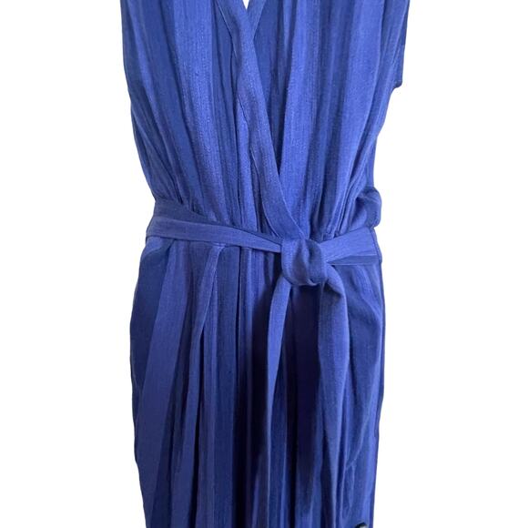 Anthropologie Nomad Morgan Carper Blue Striped Cropped Jumpsuit Size‎ M - Picture 5 of 13